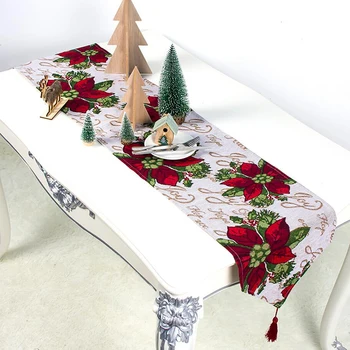 

180*40cm Christmas Table Runner Cotton Printed Tablecloth Dinning Room Table Mats Placemat Home Party Wedding Ornaments