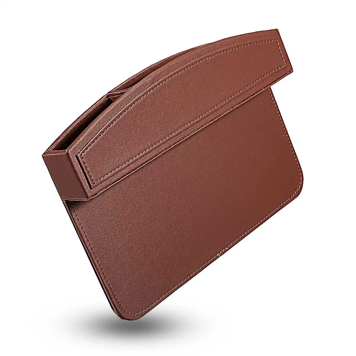 1pc Brown 2 шт PU кожа автомобильное сиденье щелевая коробка для хранения с карманом Органайзер держатель телефона автомобильное сиденье боковой карман Универсальный - Название цвета: 1pc Brown