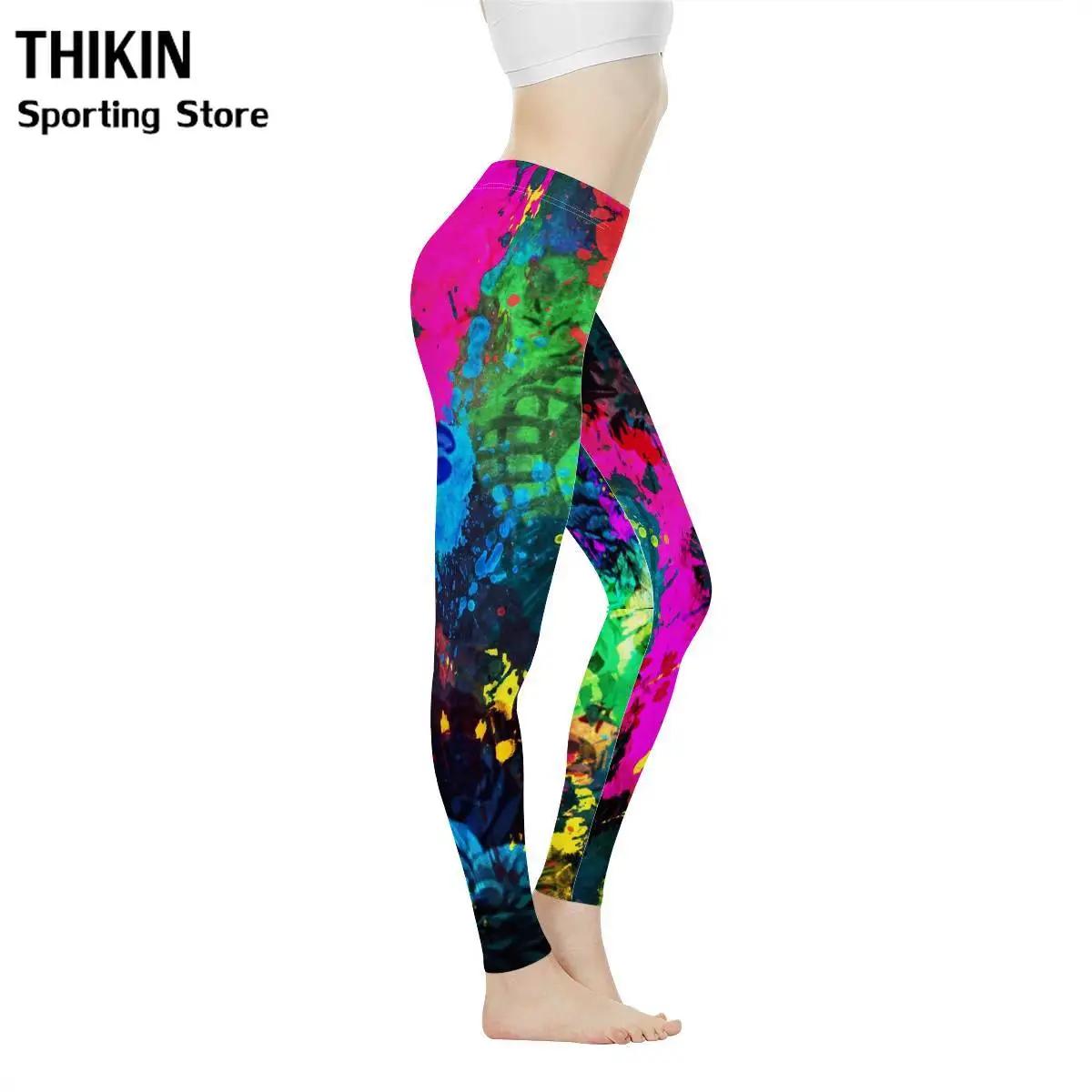 THIKIN Splash Ink дизайн супер эластичные женские колготки для спортзала энергетическая Йога брюки с высокой талией спортивные Леггинсы женские штаны для бега XS-XL