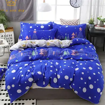 

Beautiful Blue Duvet Cover Set with Lovely Pattern Bedding Suit Twin Full Queen Size 4pcs with Pillowcase of Comforter Cover Set