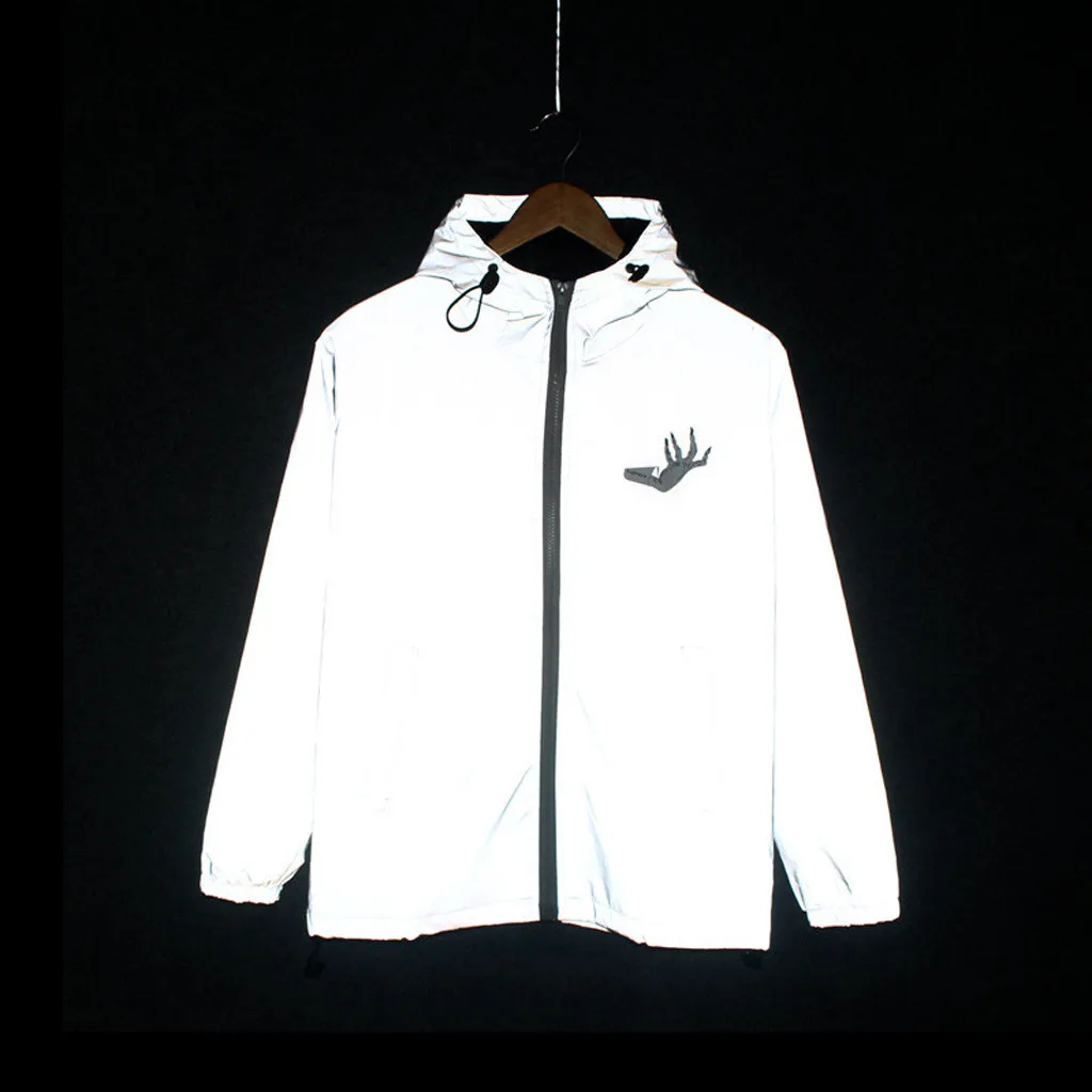 New men's autumn Men /women windbreaker 3m reflective jacket casual hip hop Hooded coats streetwear night shiny harajuku jackets New men's autumn Men /women windbreaker 3m reflective jacket casual hip hop Hooded coats streetwear night shiny harajuku jackets