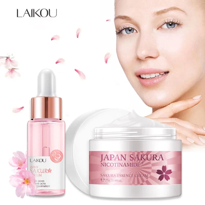 LAIKOU Sakura Serum And Collagen Face Cream Cherry Blossom Essence