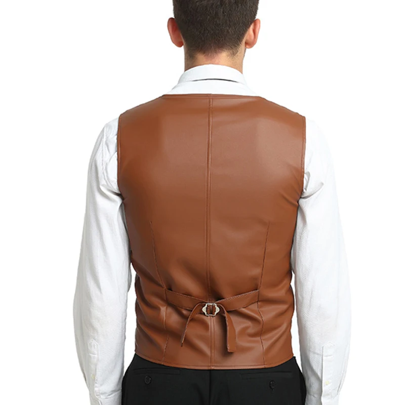 New Arrivals Men casual suit vest Waistcoats smart Casual solid color sleeveless PU leather dress Vest men Tops plus size New Arrivals Men casual suit vest Waistcoats smart Casual solid color sleeveless PU leather dress Vest men Tops plus size