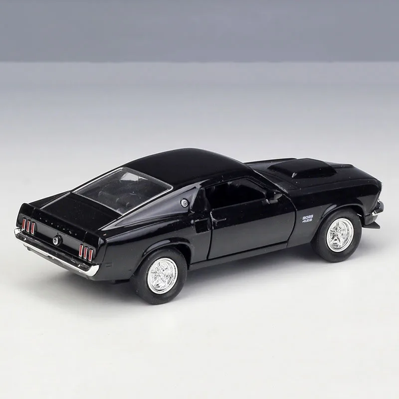 Модель игрушечных машин из 1/36 сплава, 1969 Ford Mustang Boss 429, черный автомобиль, статическая Коллекция игрушек для детей