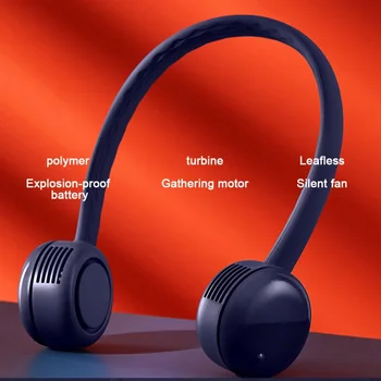 

Mini Neckband Fan Super Quiet Neck Fan Headphone Design Wearable Portable USB Rechargeable Neckband Mini Fan For Office, Running