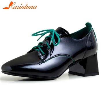 

KARINLUNA New Ladies Office Cool High Heel Pumps Fashion Patent PU Pumps Women Spring Brand mixed-color Dress Shoes Woman