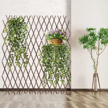 

Solid Wood Fence Durable Retractable Flower Grid Plant Climbing Frame Trellis Flower Garden Home Decoration Stand Garden Fence