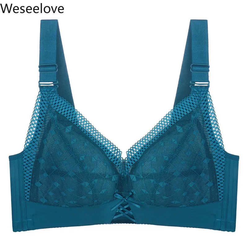 

Weseelove Lace Bras for Women Brassiere Underwire Bralette Sexy Ultra Thin Underwear Plus Size D E Cup Lingerie Female Bra B13-3