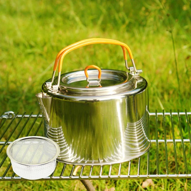 1L Outdoor Kettle Stainless Steel Cooking pot Tea Kettle Camping hiking  picnic - AliExpress