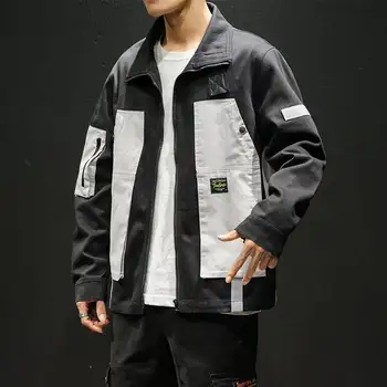 

2019 Autumn tooling collar jacket male Korean version of the Oversize stitching casual jacket