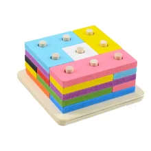 Jouet éducatif en bois, blocs de pilier, apprentissage précoce, bébé, enfants, Puzzle géométrique, cadeau, éducation précoce, forme assortie, colonne