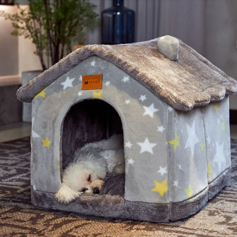 Dog House Kennel Nest For Small Medium Dogs Cats Winter Warm Teddy Chihuahua Basket Removable Dog Bed Mat Puppy Cave Bed Sofa