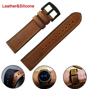 

22mm Quick Fit Genuine Leather & Silicone WatchBand For Amazfit Huawei Samsung Galaxy Watch 46mm Gear S3 Strap Replacement Bands
