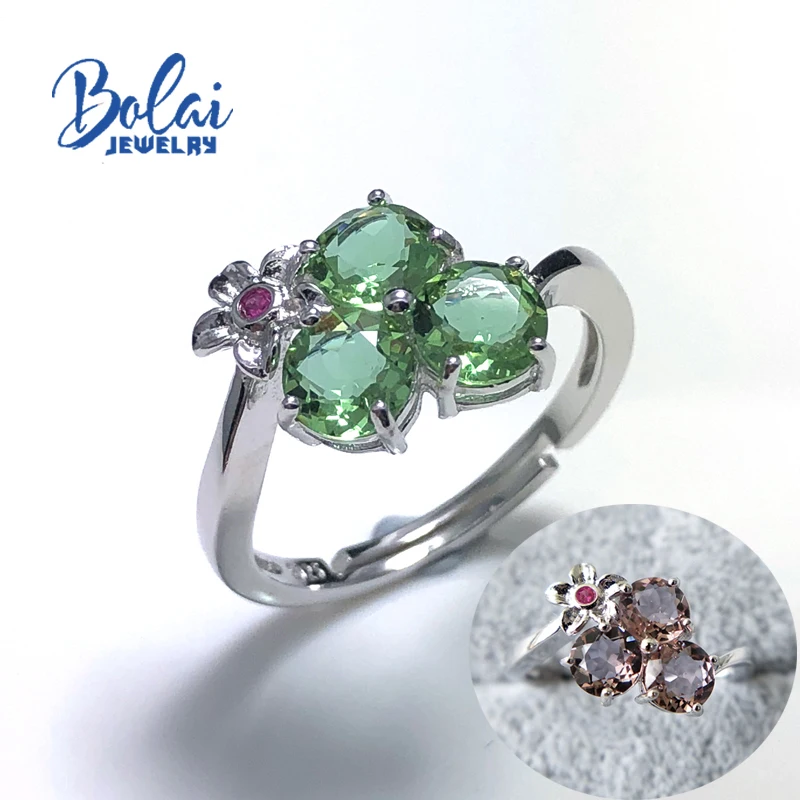 Bolaijewelry, Zultanite кольца, создаваемые цвет, изменение драгоценных камней 925 стерлингового серебра маленький цветок дизайн ювелирных изделий для девочек