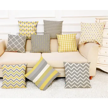 

HOT Yellow Wave Pillow Cover Geometric Cotton Linen Car Pillow Sofa Throw Cushion Household Green Pink Gray White Black