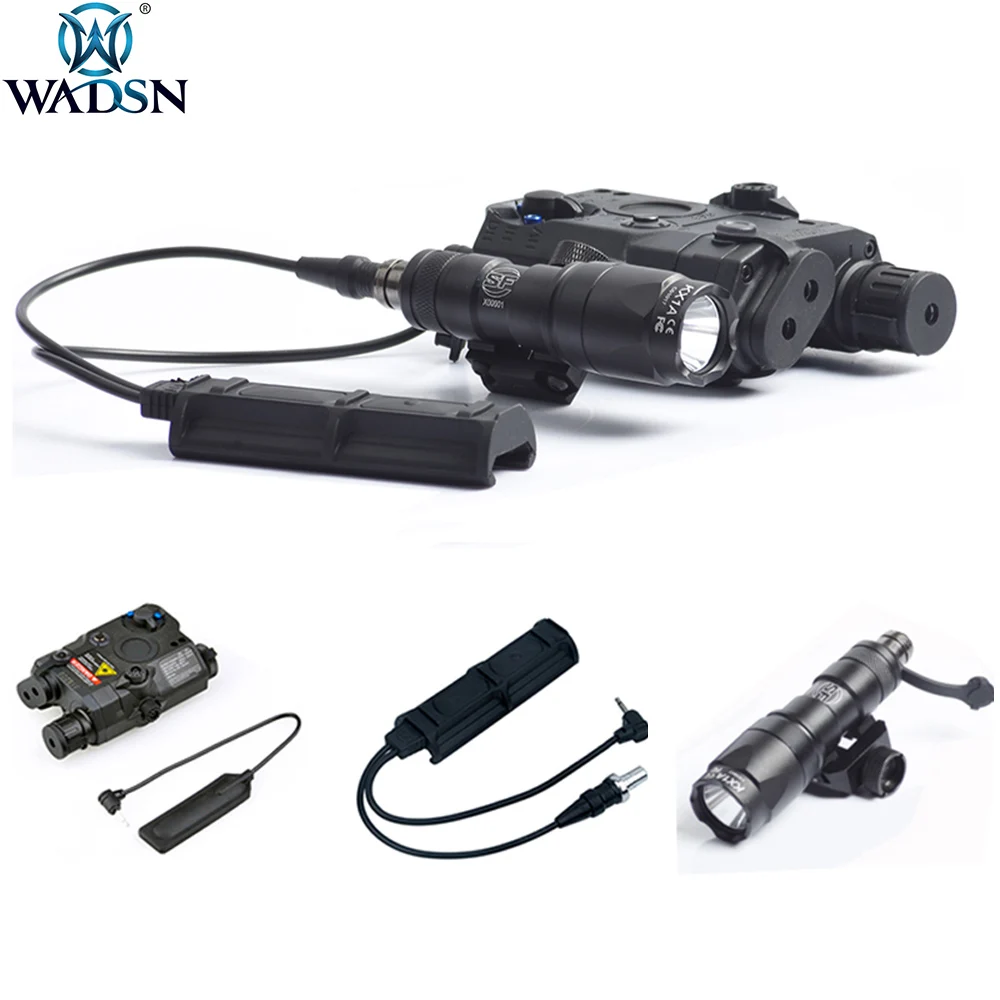 

WADSN Weapon LA-5C UHP LED LA5 PEQ-15 Red IR Laser M300 Mini Flahslight with Dual Switch 2 Plug Military Pressure Pad Switch