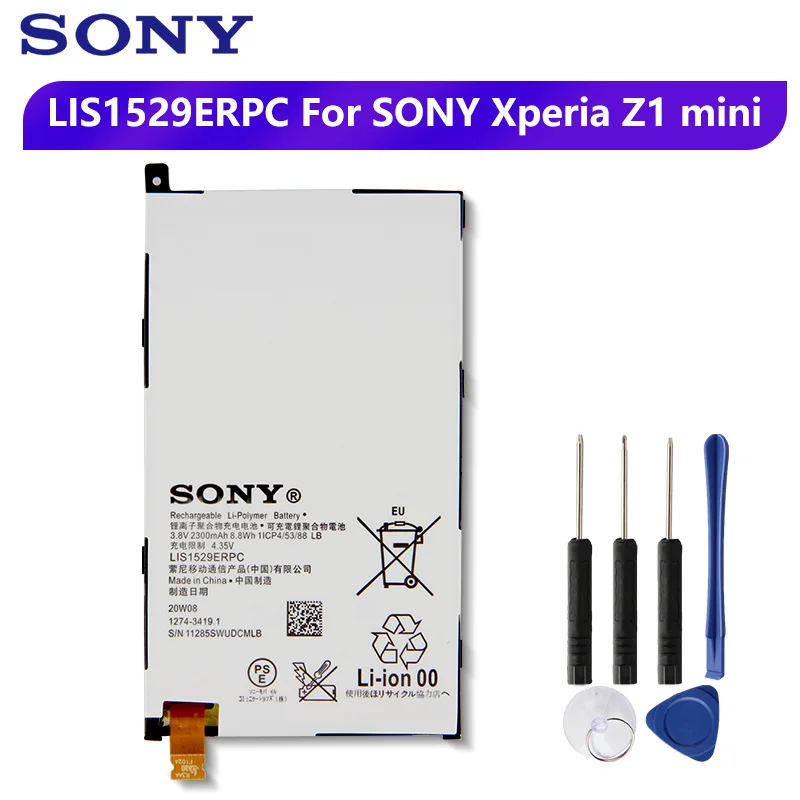 Оригинальный запасной аккумулятор Sony LIS1529ERPC для SONY Xperia Z1 mini Compact D5503 M51w подлинный