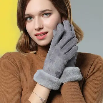 

New Winter Warm Suede Thick Plush Golves Women Click Screen Using Phone Gloves Outdoor Biking Driving Warm Sports Gloves