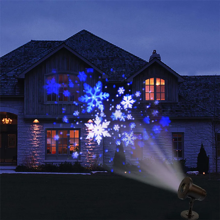 White Snow Falling Outdoor Moving Projector Laser LED Lamp Garden Halloween Gift 