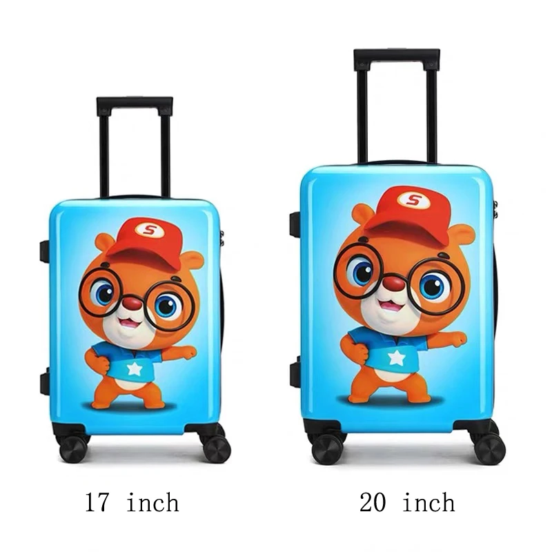 Детский чемодан 17''carry на колесиках, багажная сумка, чемодан для путешествий с колесиками, детский мультяшный медведь, багаж с кодовым замком, сумка - Цвет: 1 pcs