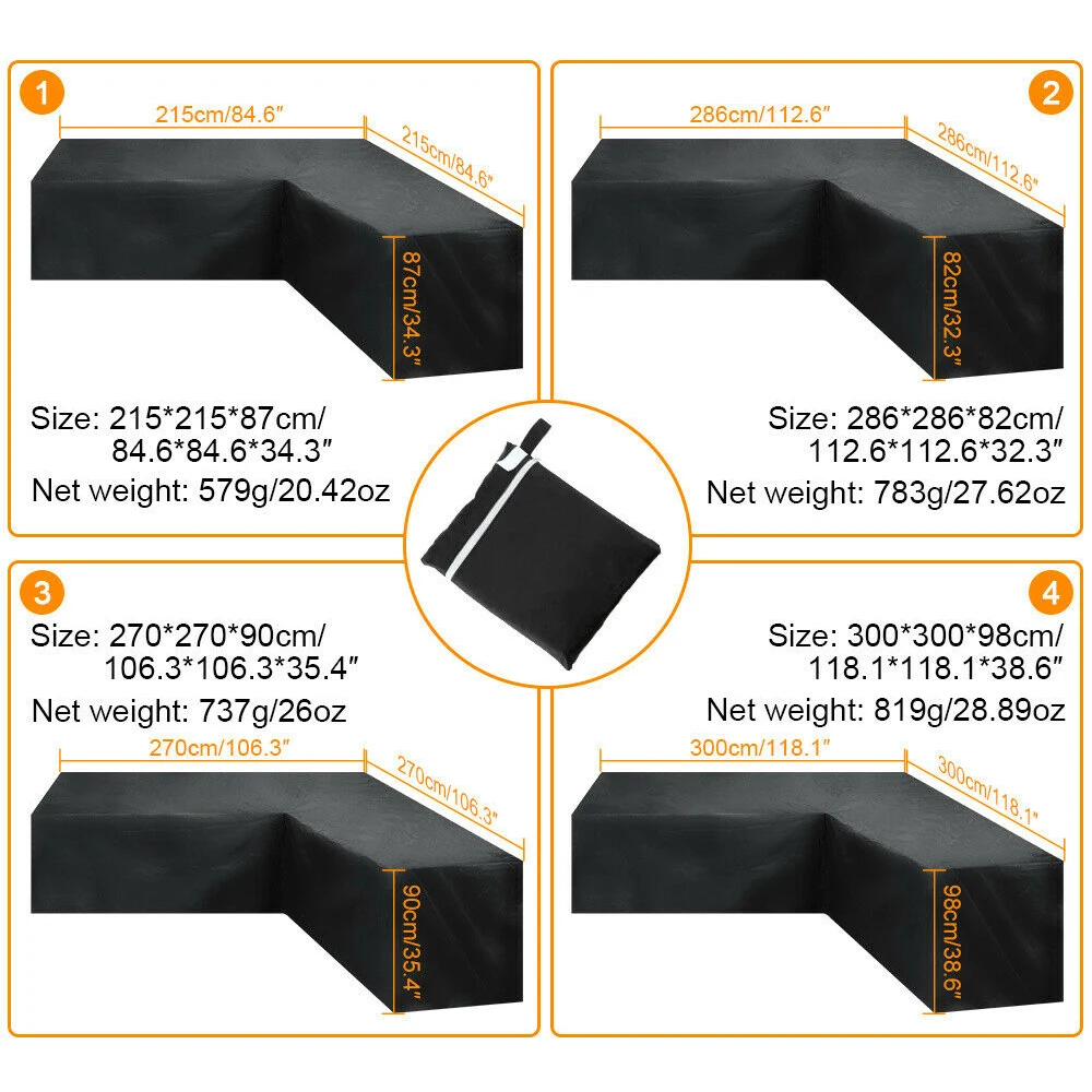 Открытый L форма Мебель чехол водонепроницаемый угловой сад ротанга диван защитный чехол Универсальный пылезащитный чехол 4 размера