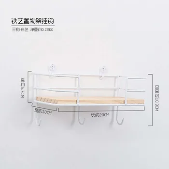 

Wooden Iron Wall Shelf With Hook Wall Mounted Storage Rack Organization For Kitchen Bedroom Home Decor Kid Room DIY Wall Decorat