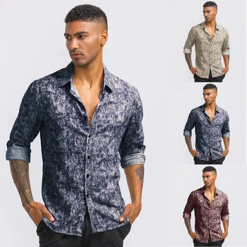 

Men's Ethnic Style Vintage Floral Printing Long Sleeve Loose Designer Shirt Plus Size shirts Hawaiian camisa social masculina