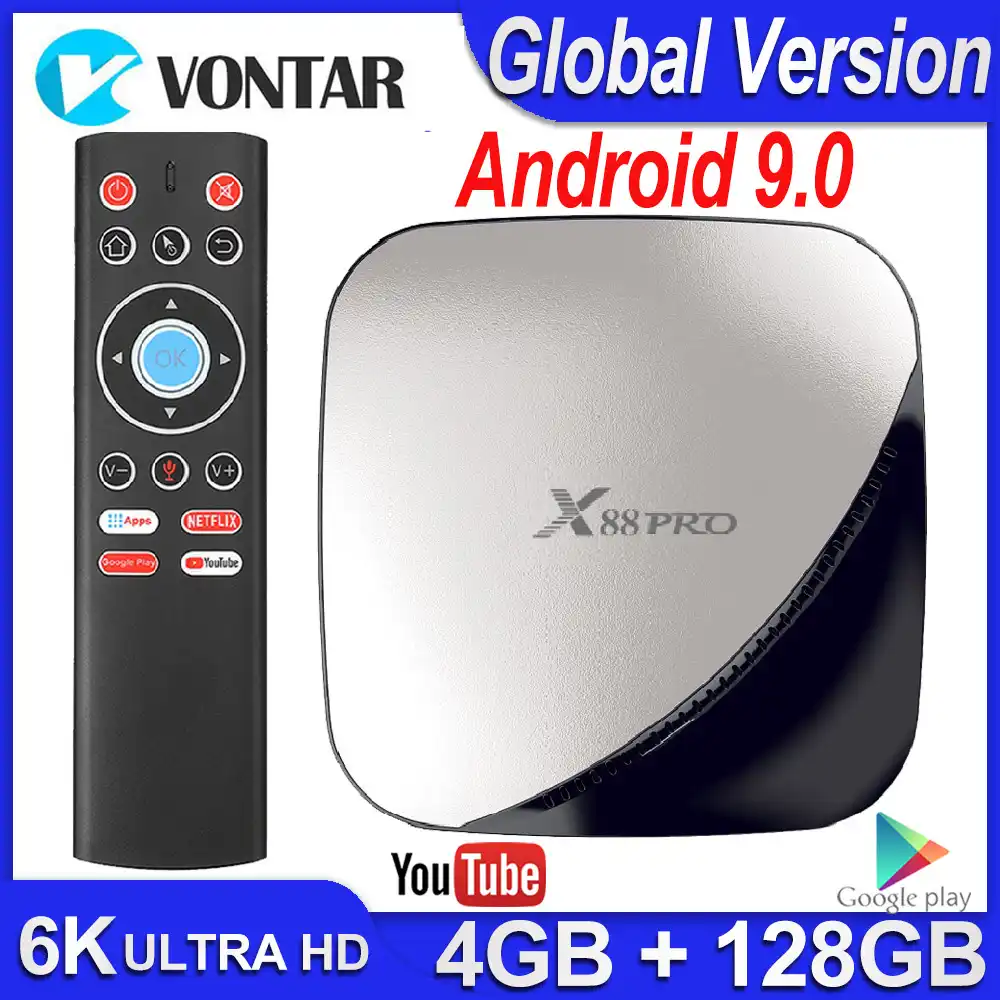 ТВ бокс Android 9 0 Smart TV BOX X88 Pro 4 ГБ ОЗУ 32 ГБ/64 Гб/128 Гб ПЗУ 4K 60fps RK3318 TVBOX Google Player
