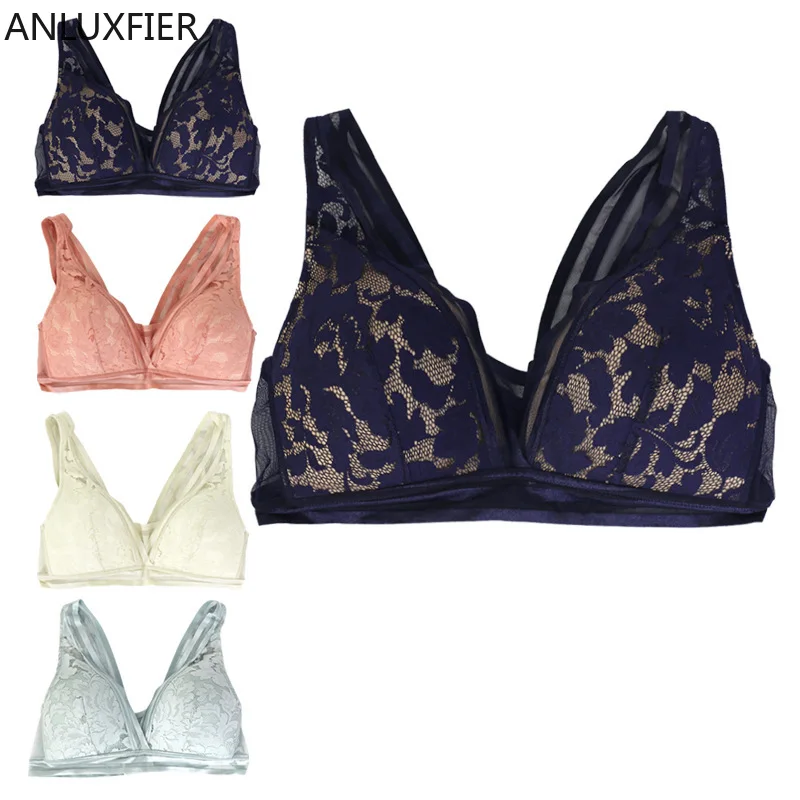 

X111 Spring New Model Large Size Bra Gathered Lace Sexy Back No Rims Large Cup Side Breast Holding Underwear Plus Size Bras