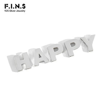

F.I.N.S S925 Sterling Silver Simple 26 English Alphabet Pendant without Chain Letter DIY Necklace for Lovers 925 Silver Jewelry