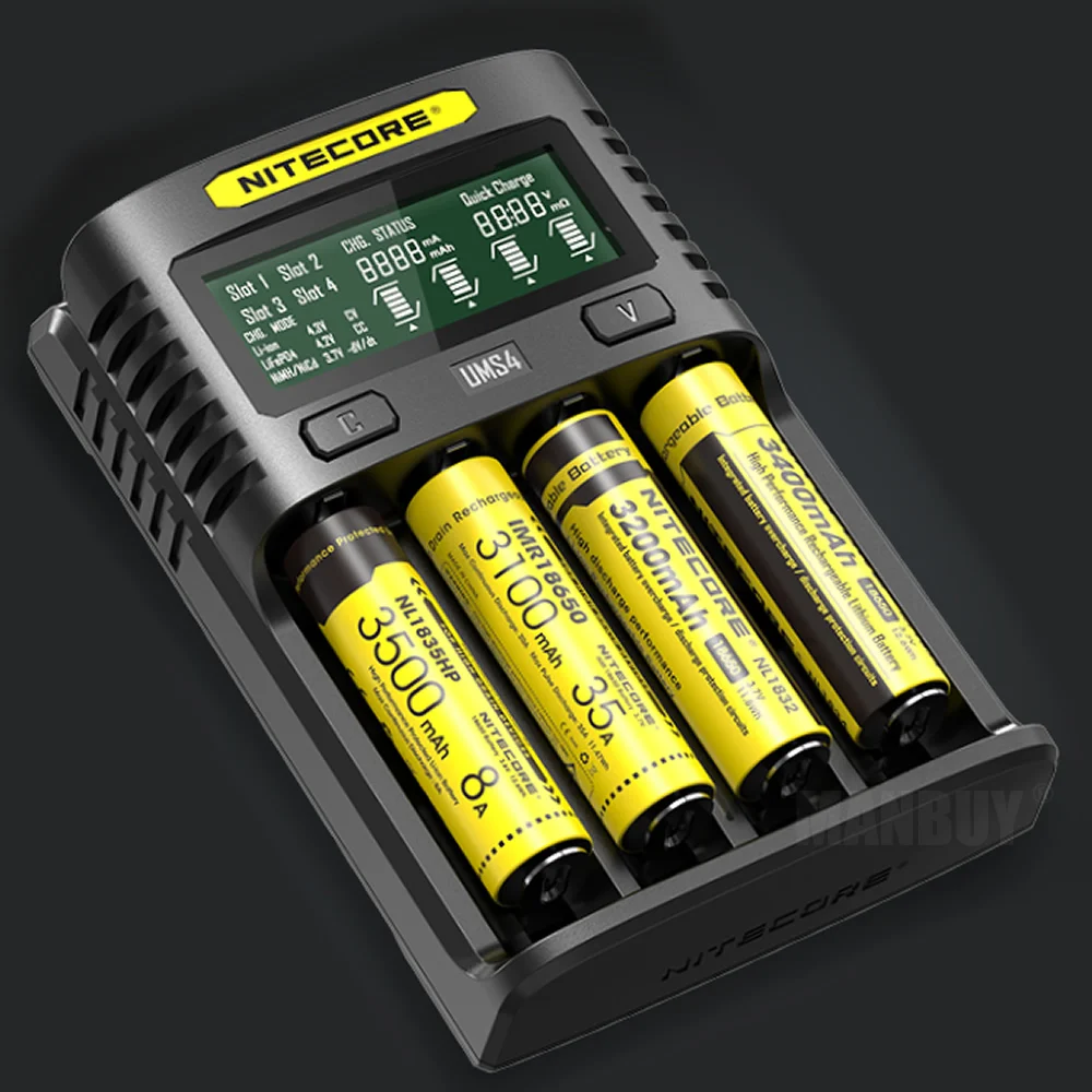 

NITECORE UMS4 Universal Universal Fast Charger 3A USB Smart Four Slot Super Charger Li-ion Ni-Cd Ni-MH IMR 1865018350 AA