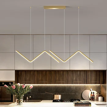 

New LED Modern Simple Chandelier Restaurant Bar Black/Gold Long Pendant Lamp Dining Room Coffee Shop Round Rings Hanging Light
