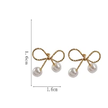 Индивидуальная Эстетическая имитация жемчуга Серьги металлические серьги-бантики Темперамент без ушей