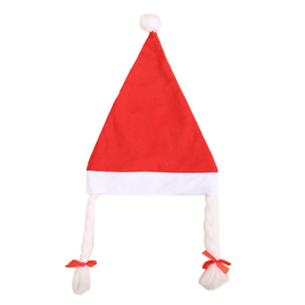 

Universal Girl Christmas Hat With Braid Non-woven Decoration Gifts Supplies