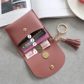 

Sweet Lady Card Wallet Mini Tassel Credit Card Holder for Student Women Small Money Coins Pouch Cute Bank Cards Change Bags