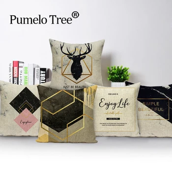 

Letter Geometric Abstract Decor Pillow Case Luxury Marble Stripe Design Grey Cushion Cover Simple Cushions Covers Pillows Case