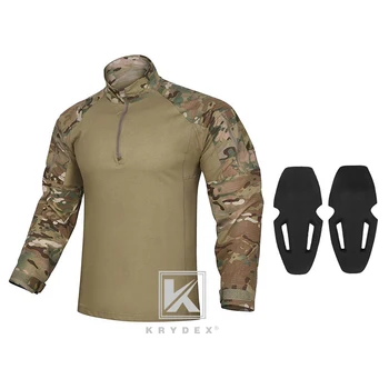 

KRYDEX Tactical G4 Combat Shirt Male Military Uniform Long Sleeve Camouflage Army Combat Airsoft Paintball Clothes W/ Elbow Pads
