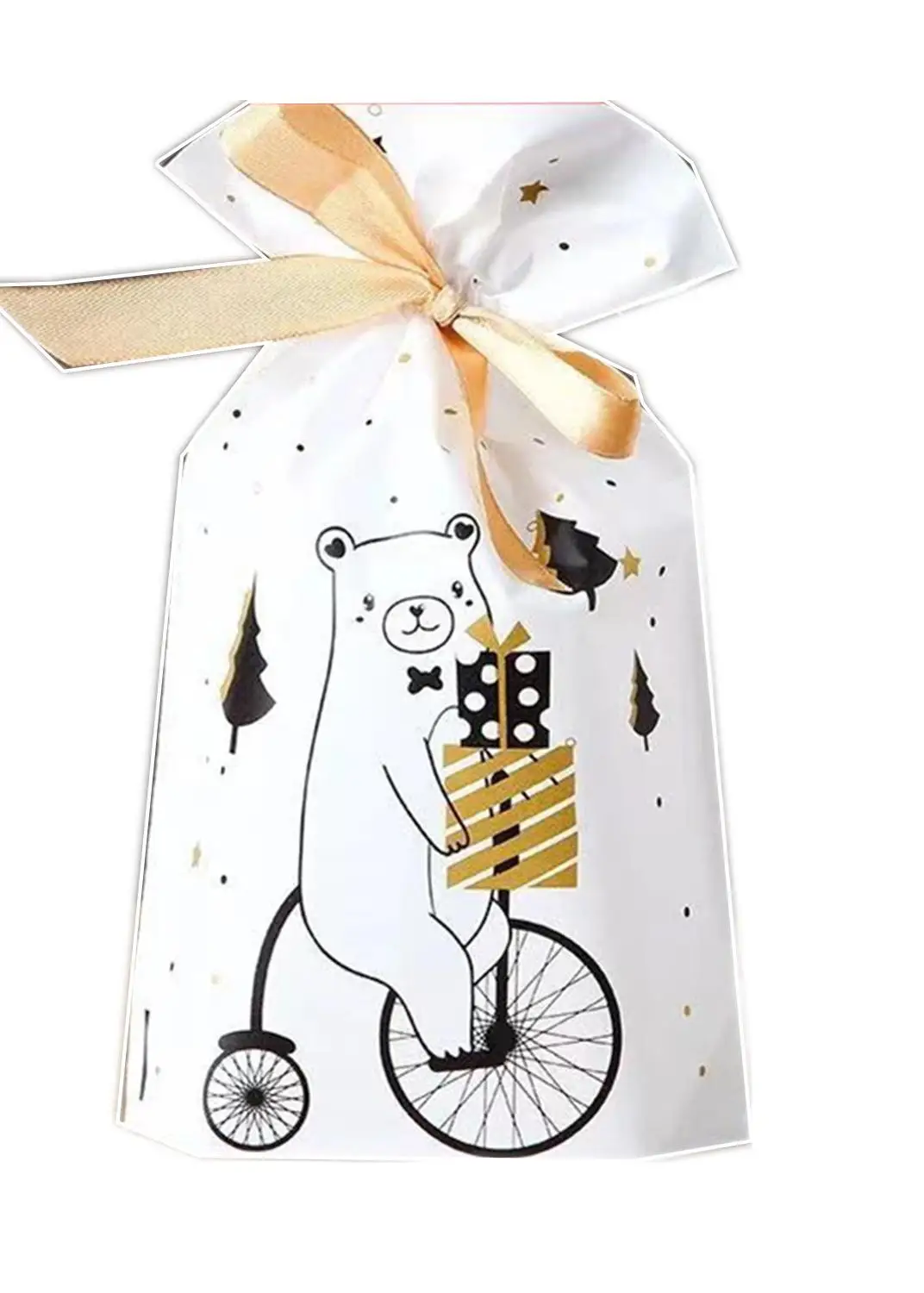 10 шт./партия, рождественский подарок, чулки мешки, Счастливого Рождества, олень, медведь, на шнурке, Упаковочные сумки, Хэллоуин, печенье конфеты, сумки Navidad - Цвет: bear