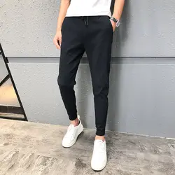 Качество летние штаны Для мужчин корейского бренда 2019 Slim Fit Широкий полосатые шаровары длина голеностопного сустава хип-хоп Уличная Для