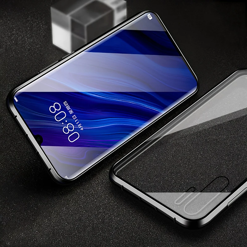 Роскошный 2-й Магнитный поглощающий металлический чехол для huawei Nova 5 5Pro Передняя Задняя Двусторонняя стеклянная крышка для телефона Nova5 Pro Coque - Цвет: Black  Double Glass