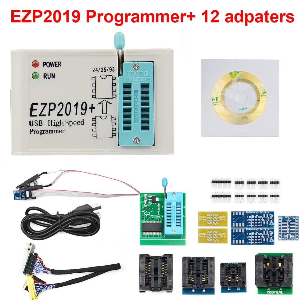 best car battery charger ezp 2019 support WIN7&8 64bit NEW EZP2019 high-speed USB SPI Programmer 24 25 93 EEPROM 25 flash bios chip EZP2019 12 adapter auto battery charger Code Readers & Scanning Tools