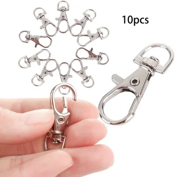 

10pcs/lot Classic Key Chain Ring Silver Metal Swivel Lobster Clasp Clips Key Hooks Keychain Split Ring DIY Bag Jewelry Wholeales
