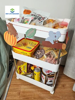 

Mobile shelf floor multi-storey kitchen storage bookshelf bedroom bedside snacks storage toilet cart sliding shelf