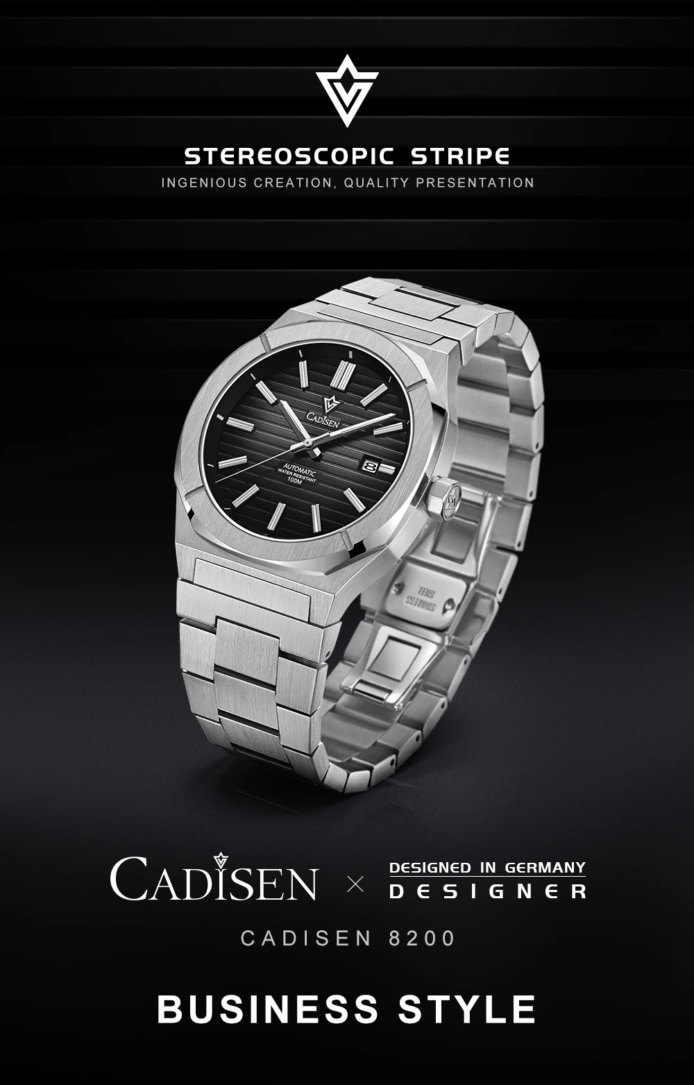 2021 New CADISEN German design Mechanical Wristwatch men Luxury Automatic watch for men Stainless steel 10 Bar Waterproof Clock