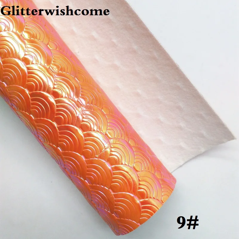 9 Glitterwishcome 21X29 см A4 размер винил для бантов тиснение Русалка рыбья зернистая кожа Fabirc искусственная кожа листы для бантов, GM083A - Цвет: 9
