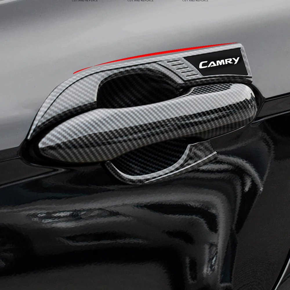 4PCS ABS Carbon Fiber Style Interior Door Handle Trim For Toyota Camry XV70 2018