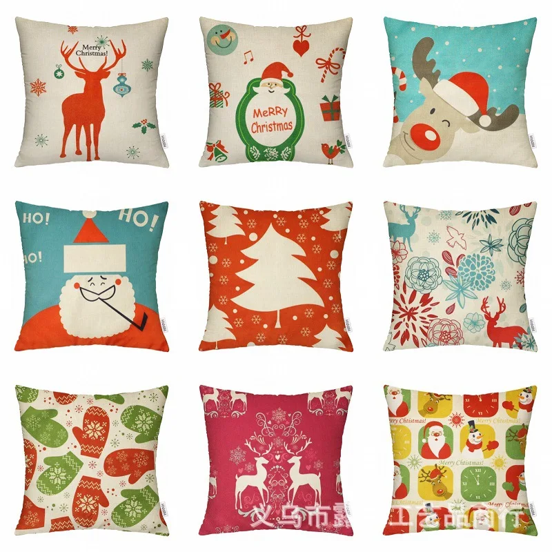 Цифровая печать Рождественская наволочка Автомобильный подголовник простая льняная Подушка на заказ мульти-стиль выбор