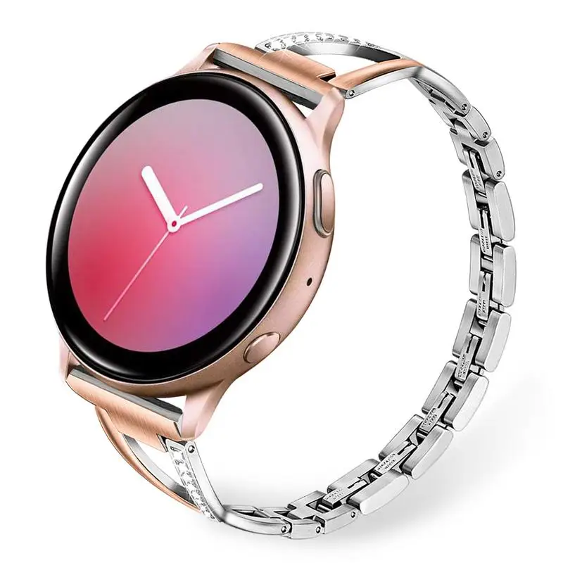 Твердый нержавеющая сталь+ Кристальный ремешок с бриллиантами для samsung Galaxy Watch Active 2 40 мм 44 мм Band Active2 женский ремешок браслет