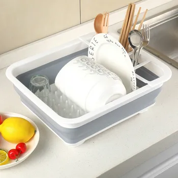 

Portable sink dish rack kitchen foldable telescopic drain rack dish storage water control tableware sink drying dish rackLB90712