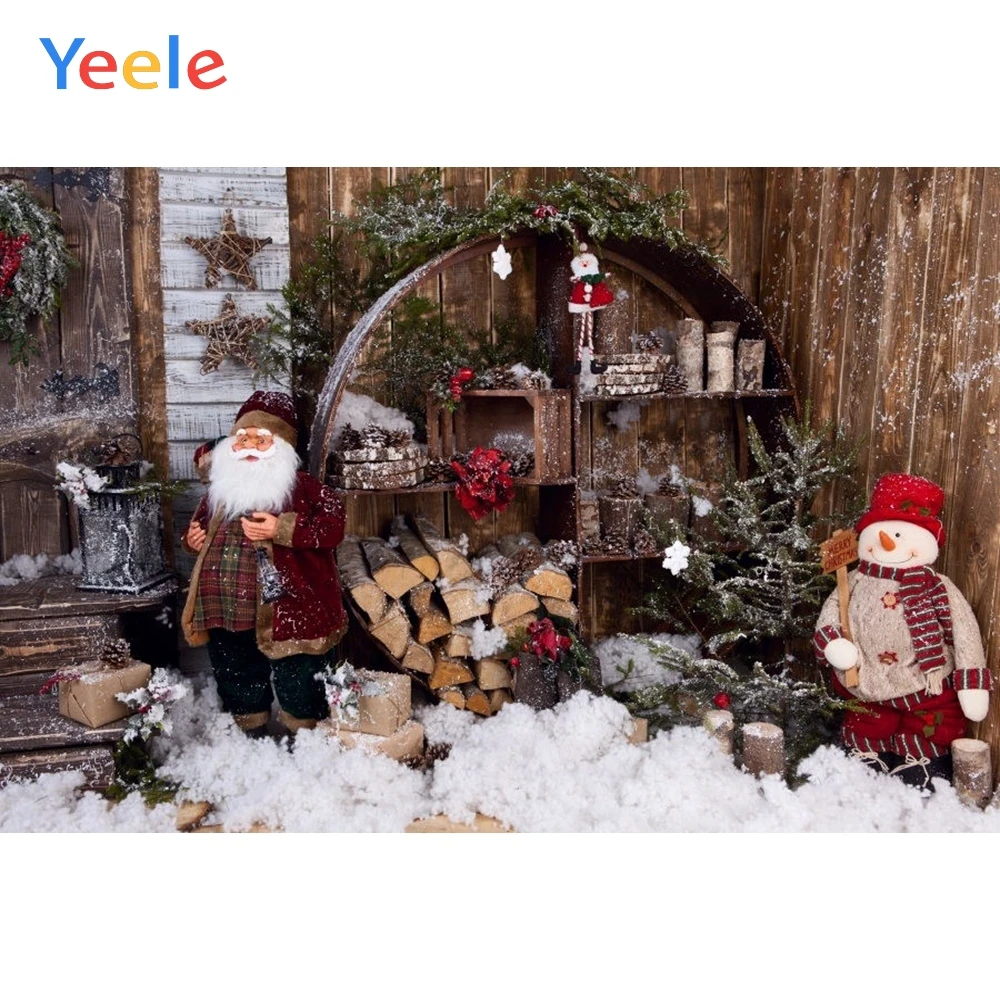 Yeele Рождественский фон деревянный дом снег Санта Клаус Снеговик фон фотография для фотостудии виниловый Фотофон